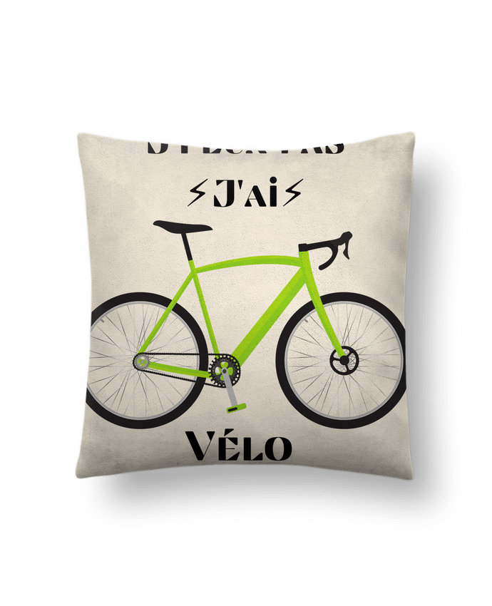 Coussin suédine J'peux pas j'ai vélo par Maka shop