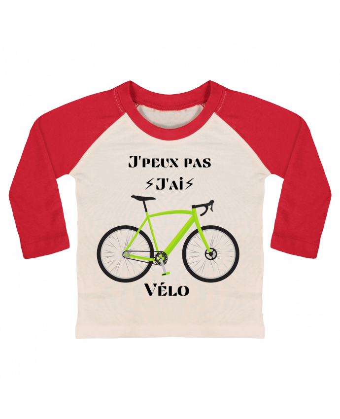 Tee-shirt Bébé Baseball ML J'peux pas j'ai vélo par Maka shop