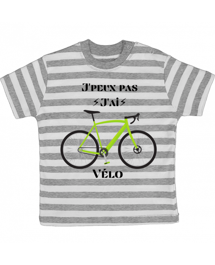 Tee-shirt bébé à rayures J'peux pas j'ai vélo par Maka shop