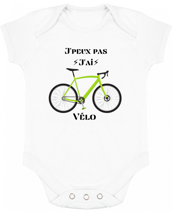 Body bébé manches contrastées J'peux pas j'ai vélo par Maka shop