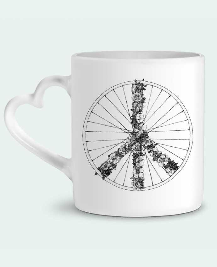 Mug Heart Peace and Bike Lines by Florent Bodart