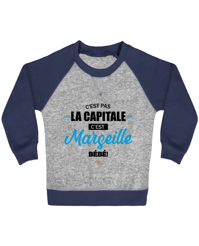 Sweat bébé manches contrastée C'est Marseille bébé par La boutique de Laura