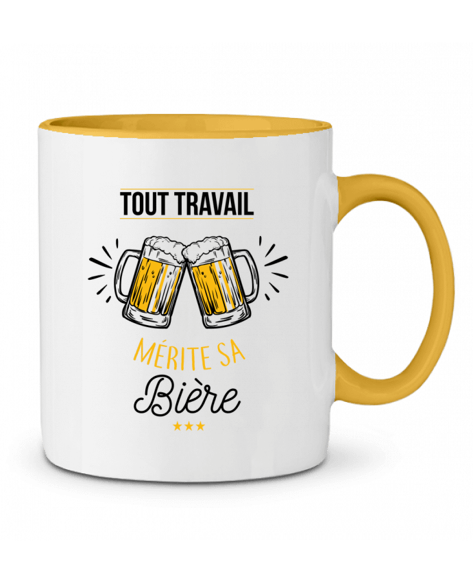 Mug bicolore Tout travail mérite sa bière La boutique de Laura