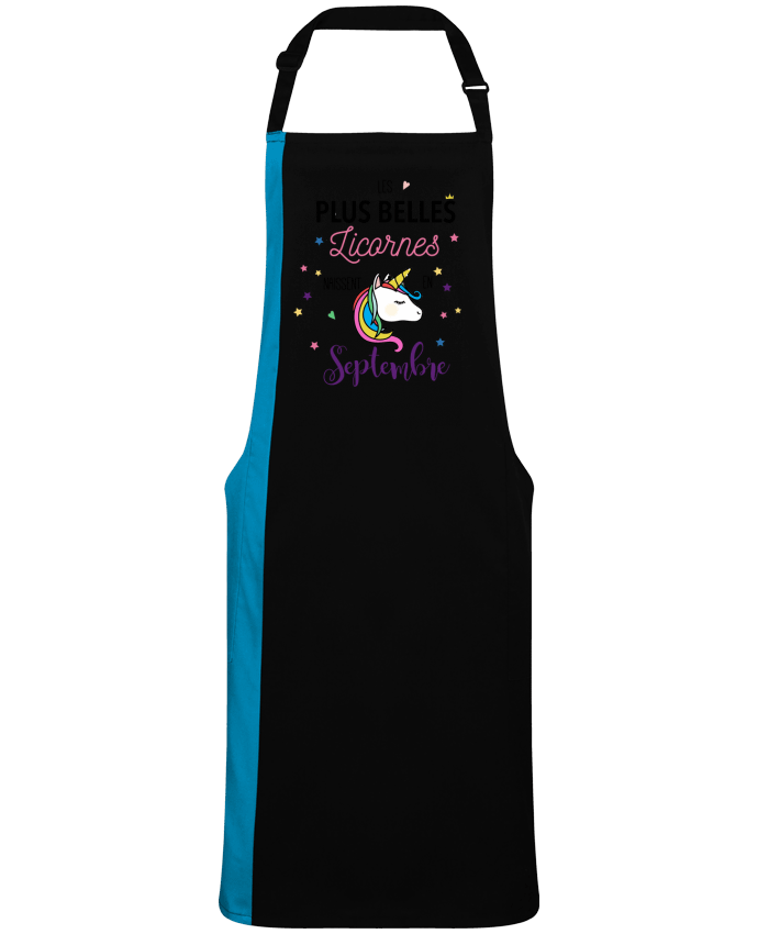 Tablier bicolore Belle licorne / Septembre par  La boutique de Laura