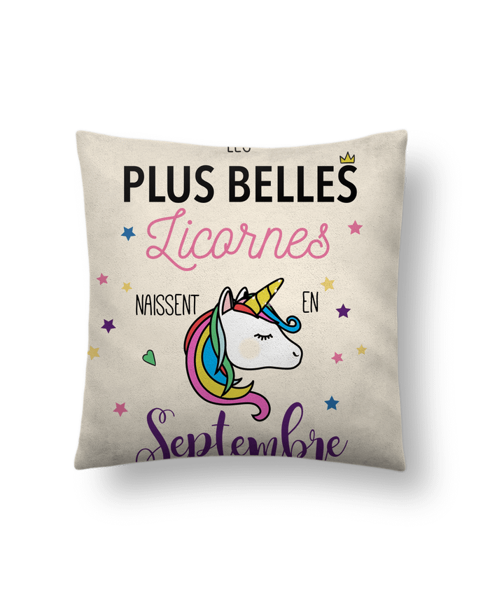 Coussin suédine Belle licorne / Septembre par La boutique de Laura
