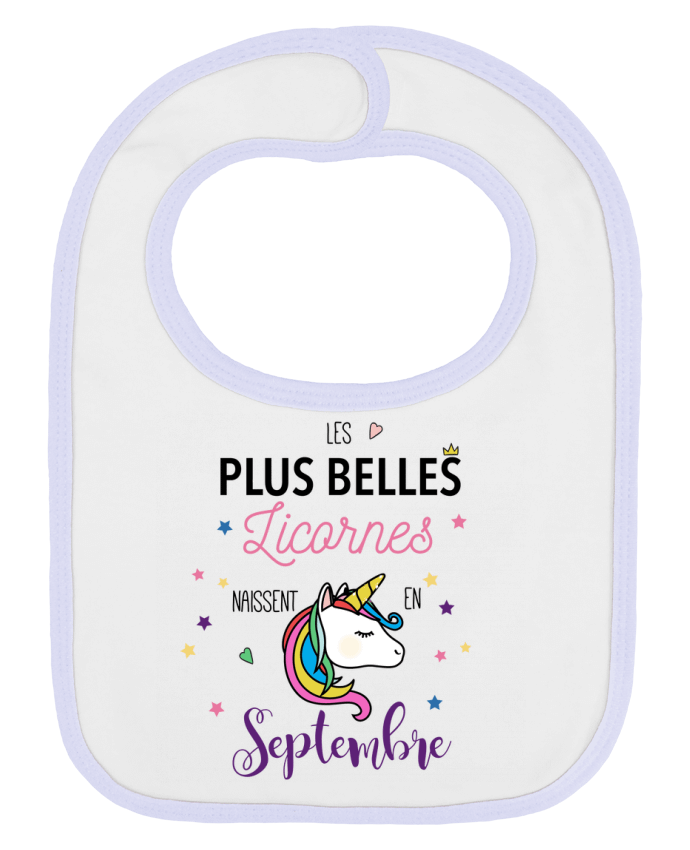 Bavoir bébé uni Belle licorne / Septembre par La boutique de Laura
