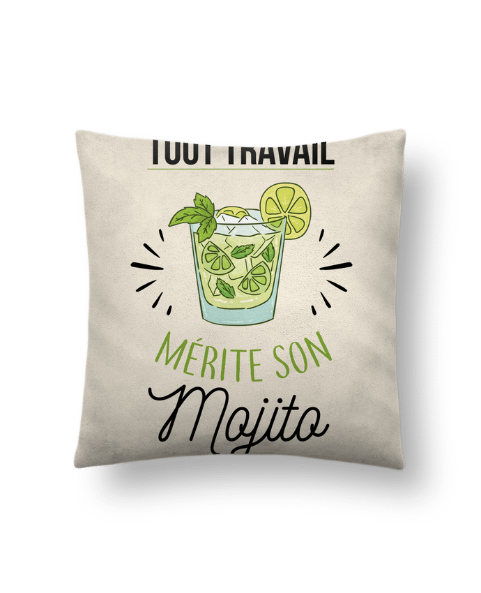 Coussin suédine Tout travail mérite son mojito par La boutique de Laura