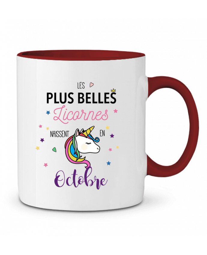 Mug bicolore Les plus belles licornes - Octobre La boutique de Laura