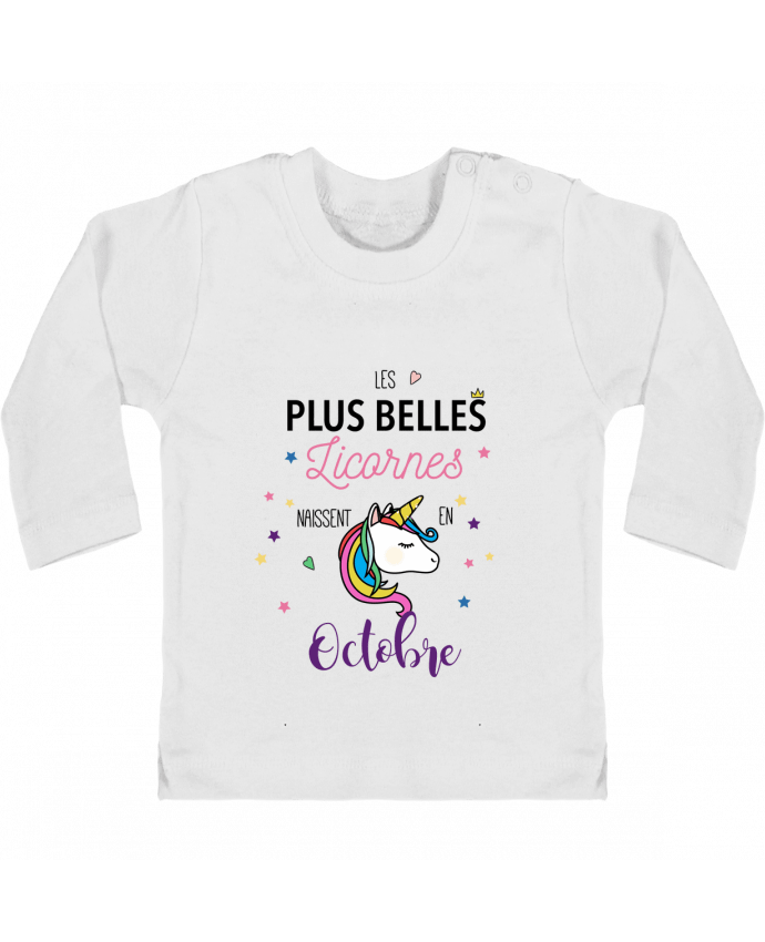 T-shirt bébé Les plus belles licornes - Octobre manches longues du designer La boutique de Laura