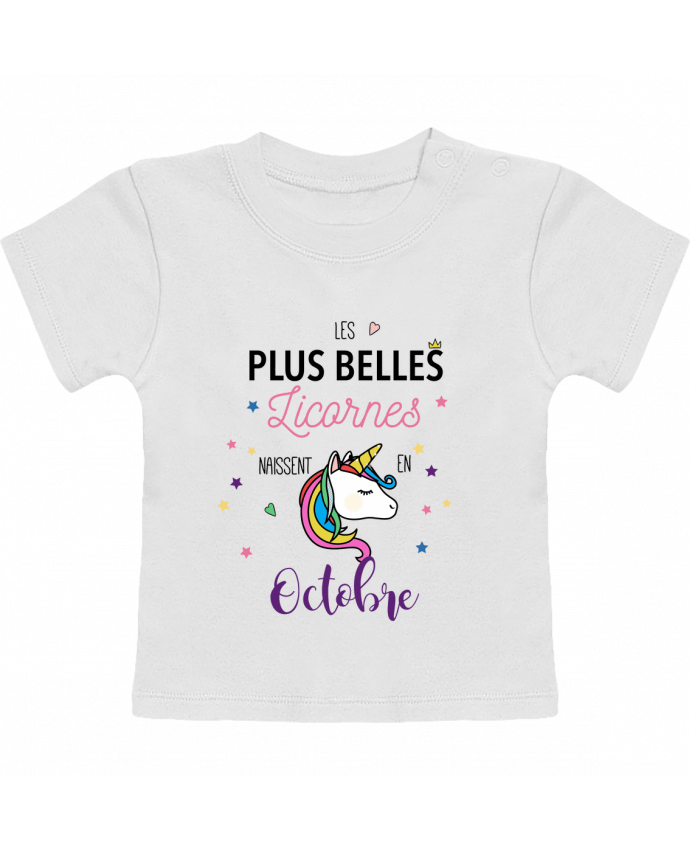 T-shirt bébé Les plus belles licornes - Octobre manches courtes du designer La boutique de Laura