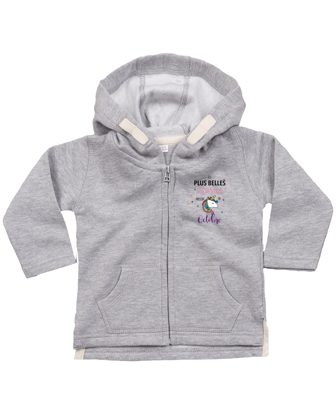 Sweat à capuche bébé zippé Les plus belles licornes - Octobre par La boutique de Laura