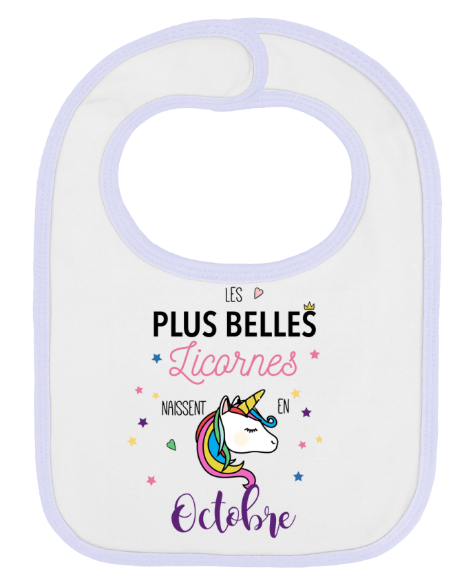 Bavoir bébé uni Les plus belles licornes - Octobre par La boutique de Laura