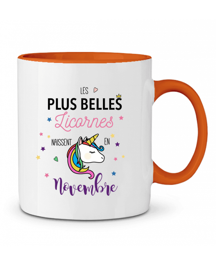 Mug bicolore Les plus belles licornes / Novembre La boutique de Laura