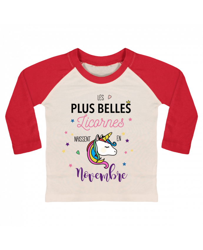 Tee-shirt Bébé Baseball ML Les plus belles licornes / Novembre par La boutique de Laura