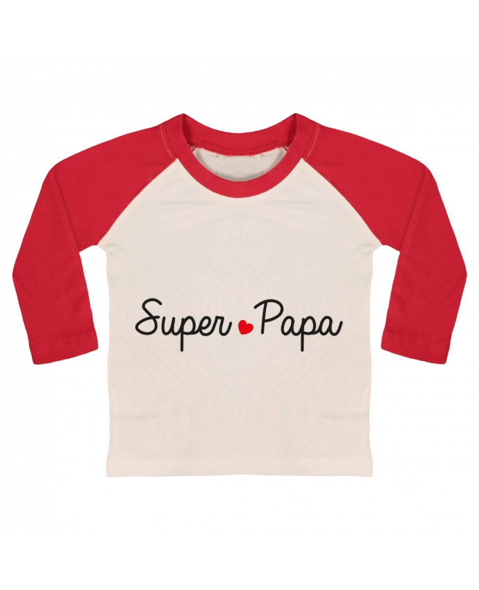 T-shirt baby Baseball long sleeve Super Papa by Nana