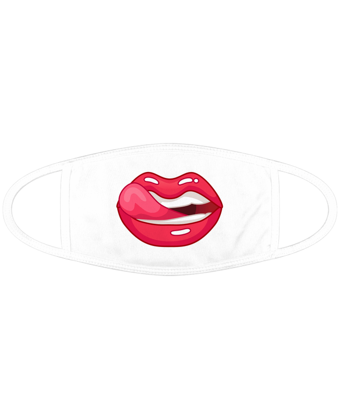 Masque Sublimable Taille L Bouche femme sensuelle se lèche ses lèvres rouge by Funnydesigner