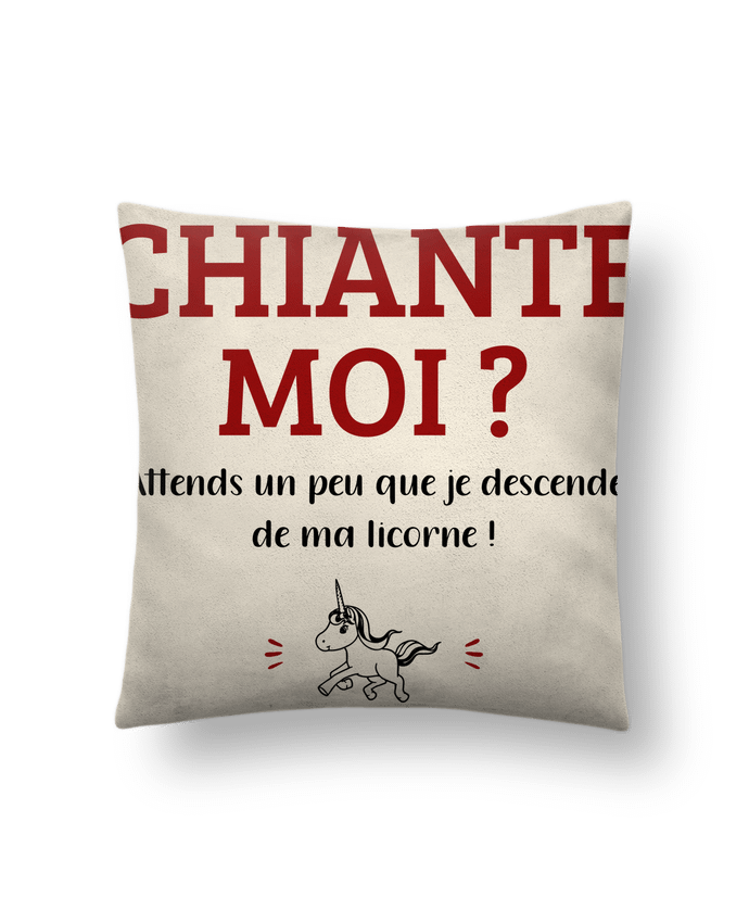 Coussin suédine Chiante moi ? par La boutique de Laura