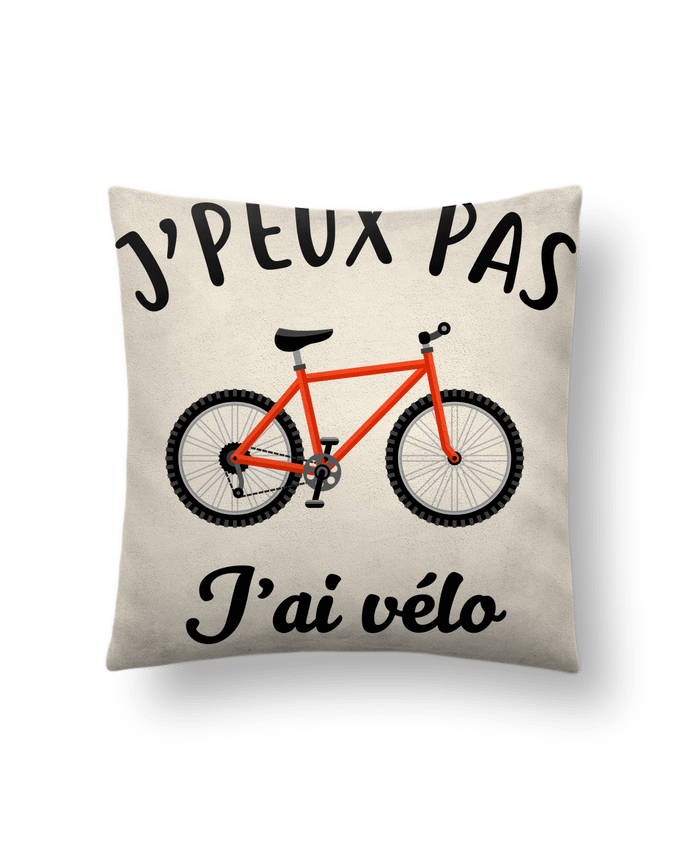 Coussin suédine J'peux pas j'ai vélo par La boutique de Laura