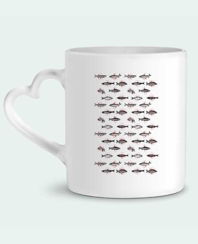 Taza Corazón Fishes in geometrics por Florent Bodart