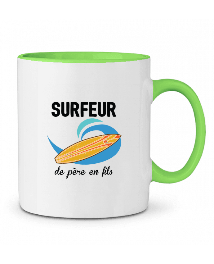 Mug bicolore Surfeur de père en fils tunetoo