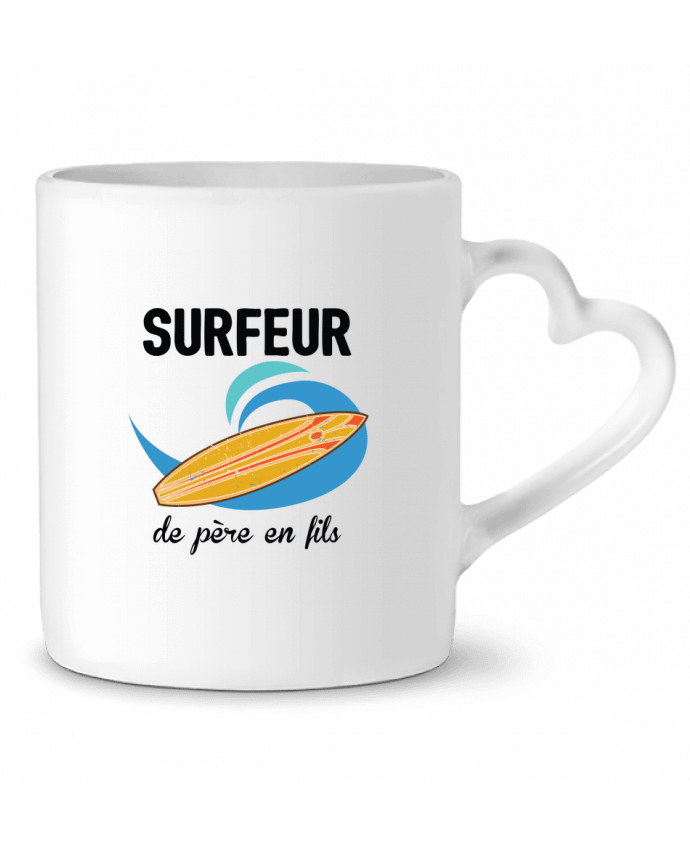 Mug coeur Surfeur de père en fils par tunetoo