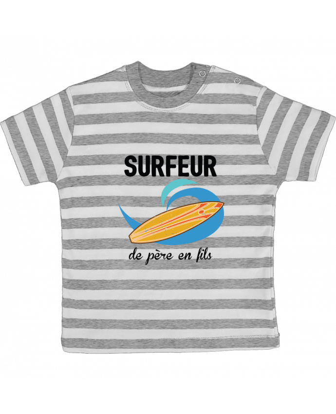 Tee-shirt bébé à rayures Surfeur de père en fils par tunetoo