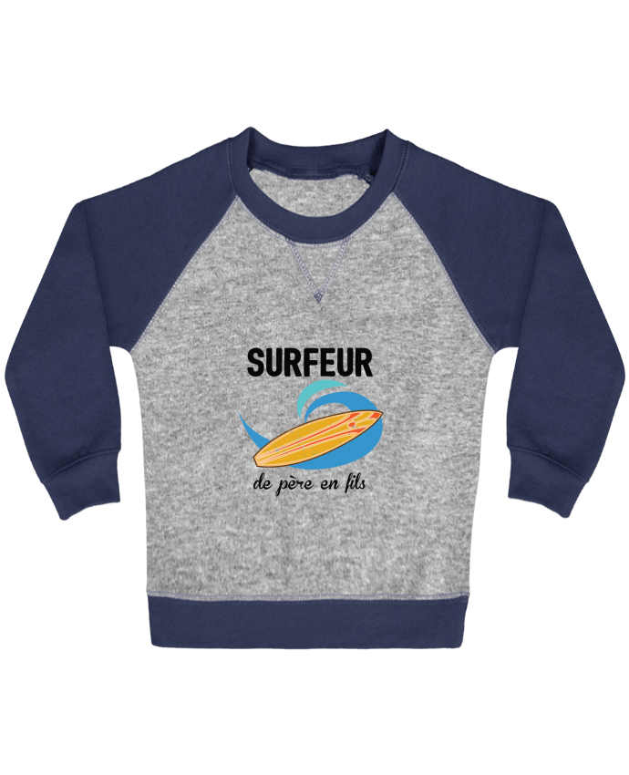 Sweat bébé manches contrastée Surfeur de père en fils par tunetoo