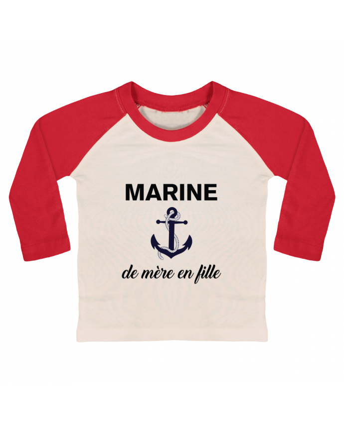 Tee-shirt Bébé Baseball ML Marine de mère en fille par tunetoo