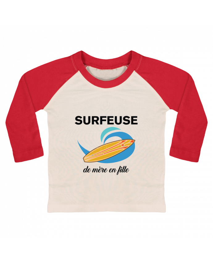 Tee-shirt Bébé Baseball ML Surfeuse de mère en fille par tunetoo