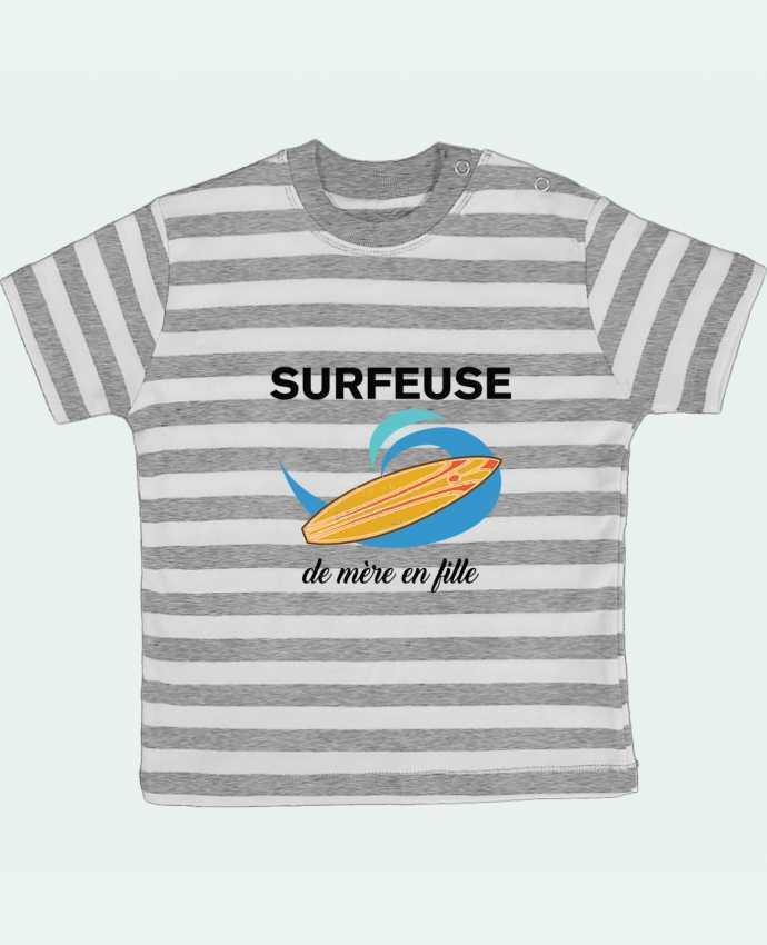 Tee-shirt bébé à rayures Surfeuse de mère en fille par tunetoo