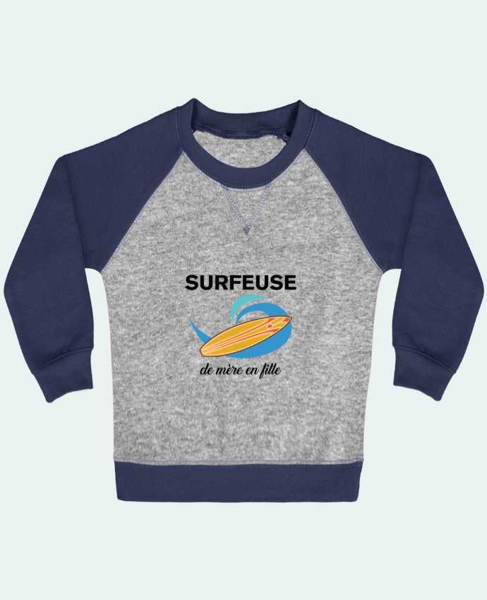 Sweat bébé manches contrastée Surfeuse de mère en fille par tunetoo