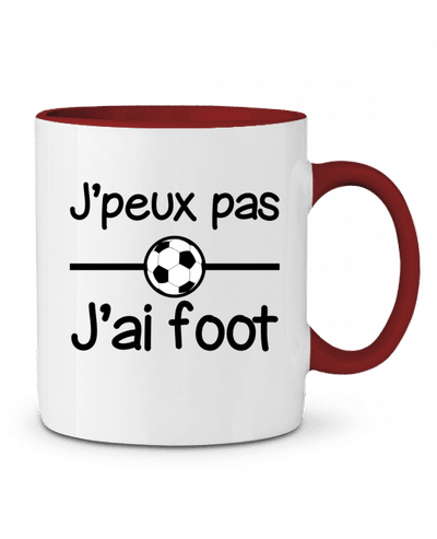 Mug bicolore J'peux pas j'ai foot , football Benichan