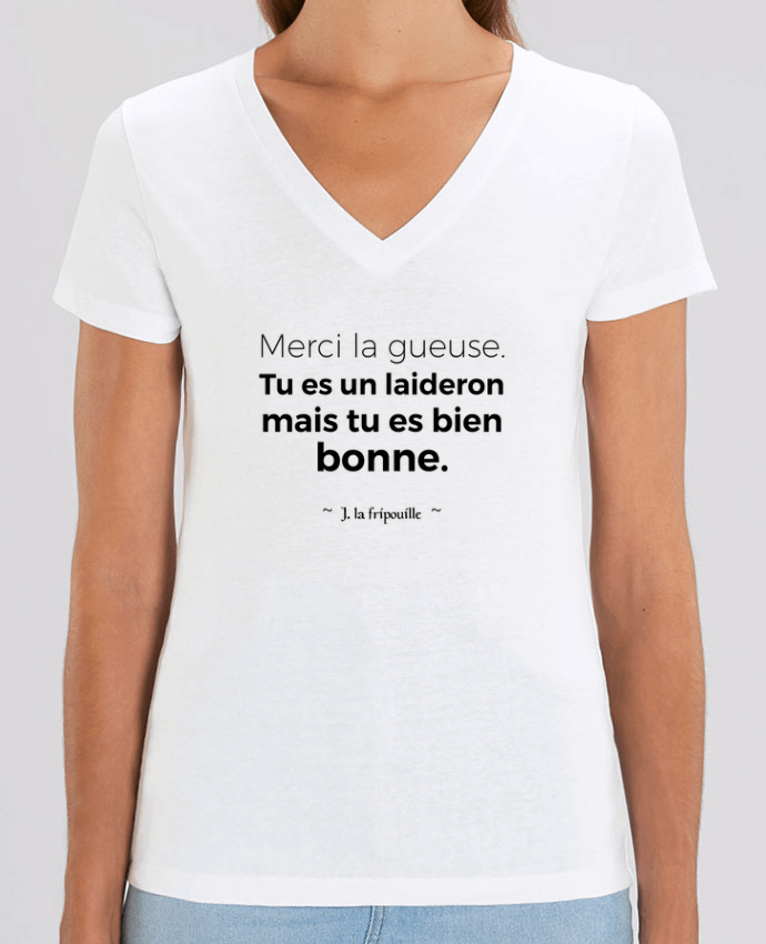 Women V-Neck T-shirt Stella Evoker Merci la gueuse Par  tunetoo