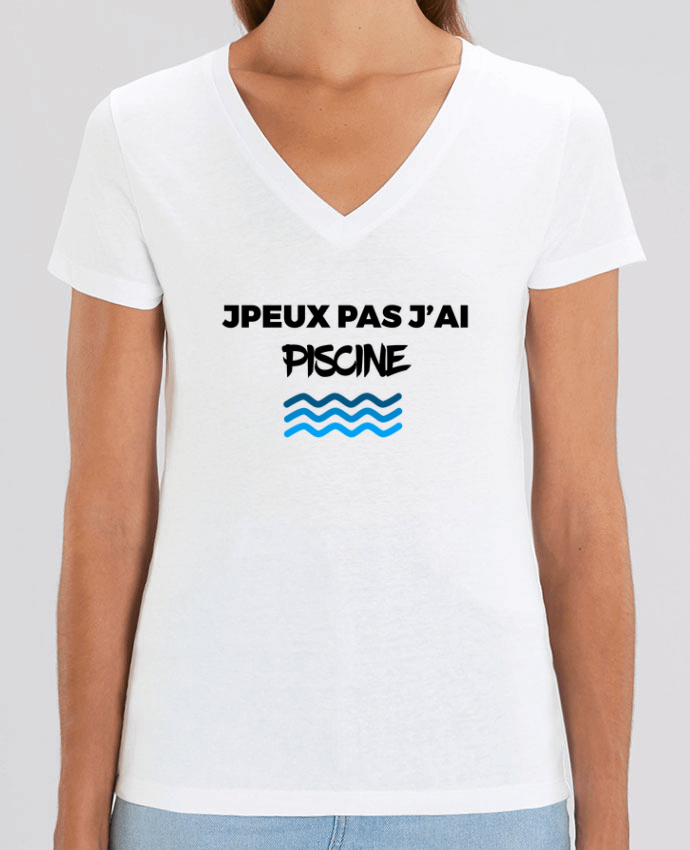 Women V-Neck T-shirt Stella Evoker Je peux pas j\'ai piscine Par  tunetoo