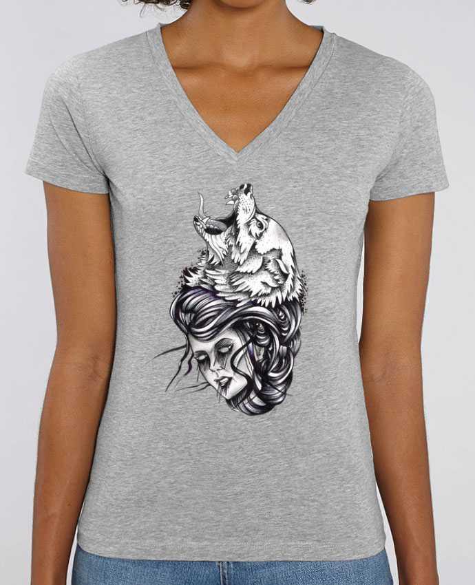 Women V-Neck T-shirt Stella Evoker Femme & Loup Par  david