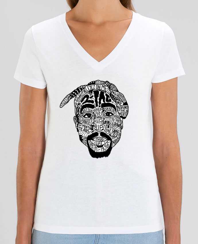 Women V-Neck T-shirt Stella Evoker Tupac Par  Nick cocozza