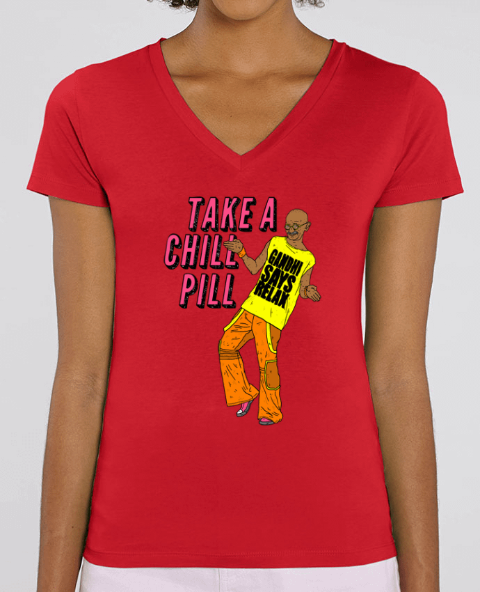 Women V-Neck T-shirt Stella Evoker Chill Pill Par  Nick cocozza