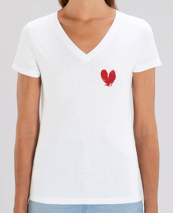 Camiseta Mujer Cuello V Stella EVOKER coeur de plumes Par  Studiolupi