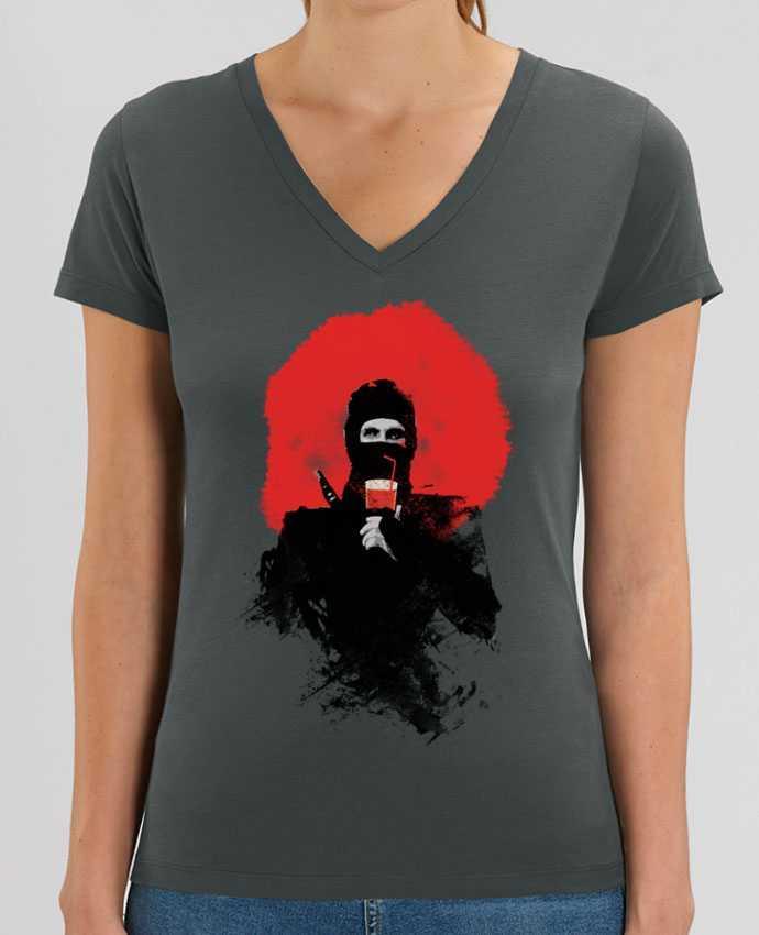 Women V-Neck T-shirt Stella Evoker American ninja Par  robertfarkas