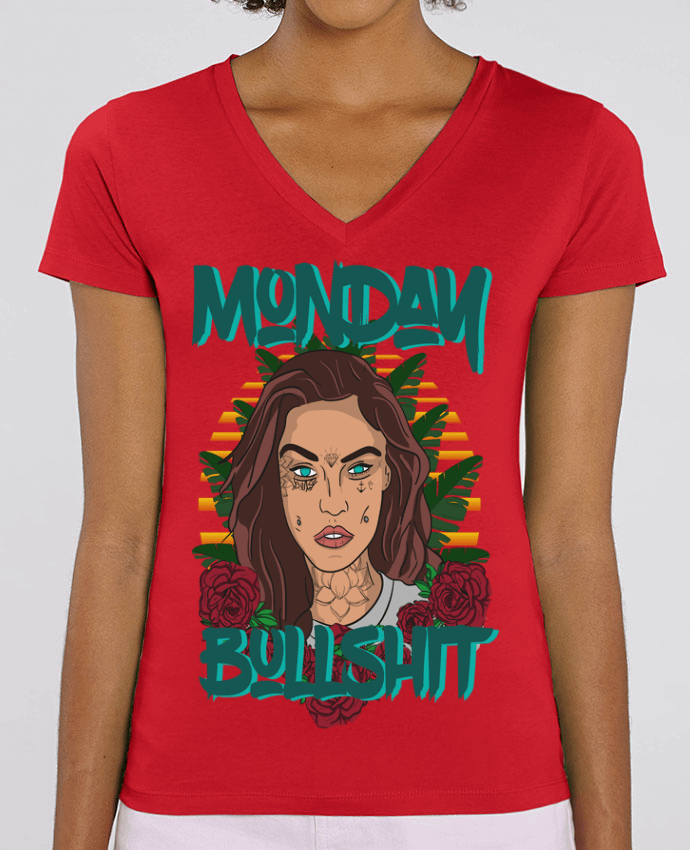 Women V-Neck T-shirt Stella Evoker Monday bullshit Par  