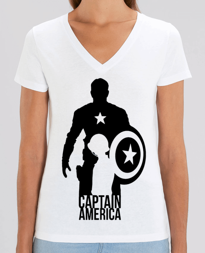 Camiseta Mujer Cuello V Stella EVOKER Captain america Par  Kazeshini