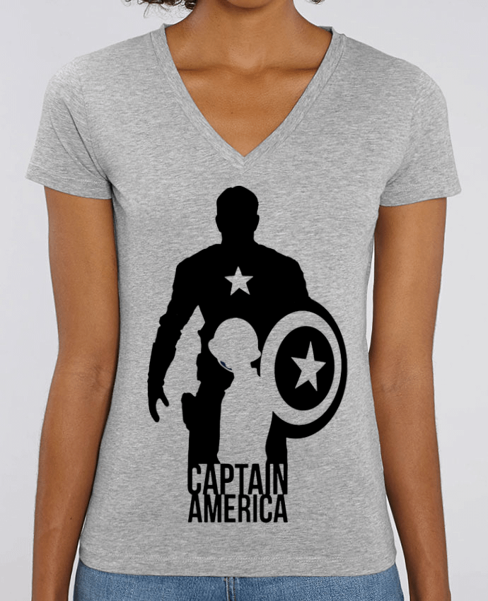 Camiseta Mujer Cuello V Stella EVOKER Captain america Par  Kazeshini