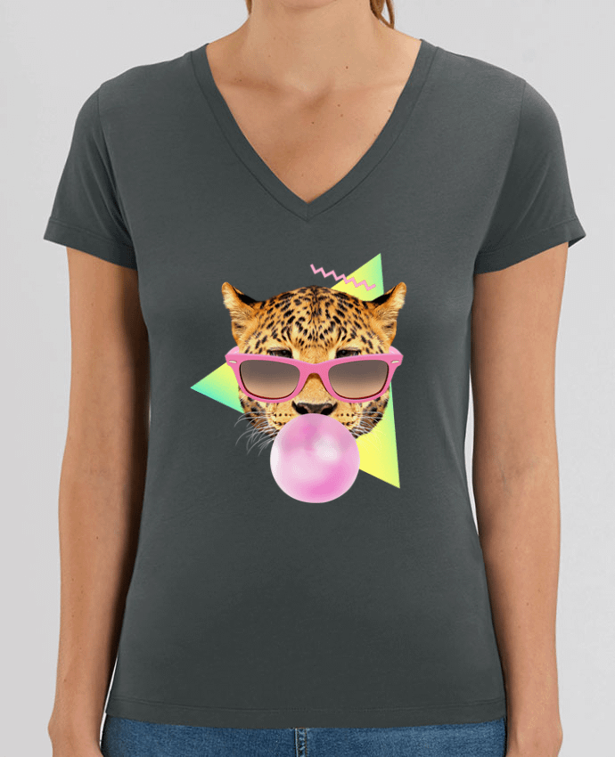 Camiseta Mujer Cuello V Stella EVOKER Bubble gum leo Par  robertfarkas