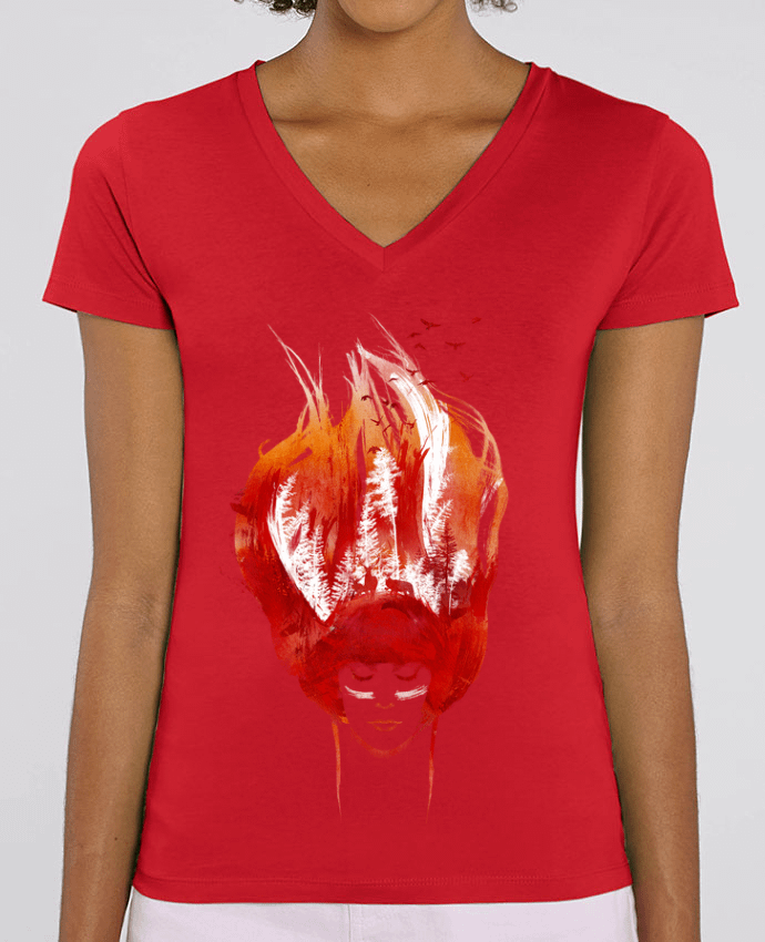 Tee Shirt Femme Col V Stella EVOKER Burning forest Par  robertfarkas