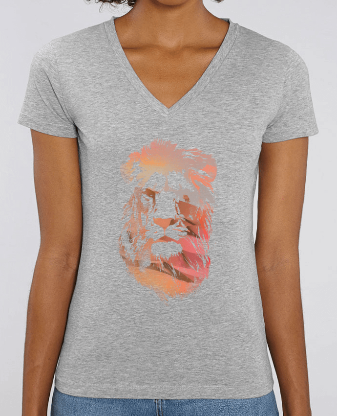 Women V-Neck T-shirt Stella Evoker Desert lion Par  robertfarkas