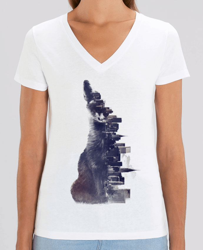 Camiseta Mujer Cuello V Stella EVOKER Fox from the city Par  robertfarkas