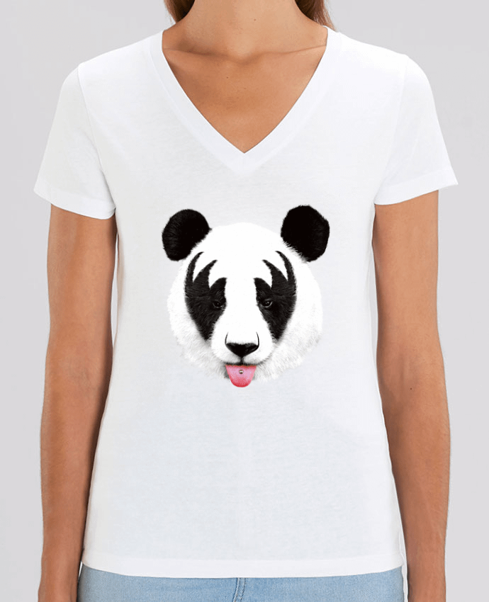Camiseta Mujer Cuello V Stella EVOKER Kiss of a panda Par  robertfarkas