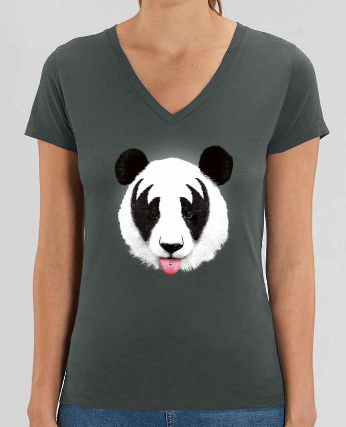 Women V-Neck T-shirt Stella Evoker Kiss of a panda Par  robertfarkas