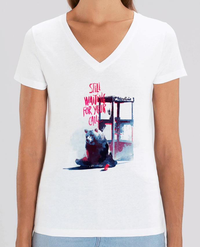 Camiseta Mujer Cuello V Stella EVOKER Still waiting for your call Par  robertfarkas
