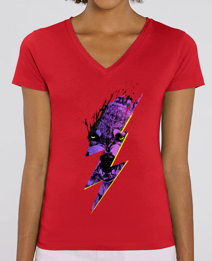 Women V-Neck T-shirt Stella Evoker Thunderwolf Par  robertfarkas